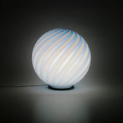 Candy Murano glass sphere table lamp blueberry blue swirl D40