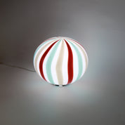 Lampada da tavolo ovale Candy in vetro di Murano "Riviera", Bordeaux, Grigio e Acquamarina D40