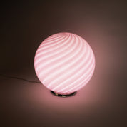 Lampada da tavolo Candy a sfera in vetro di Murano rosa a spirale D40