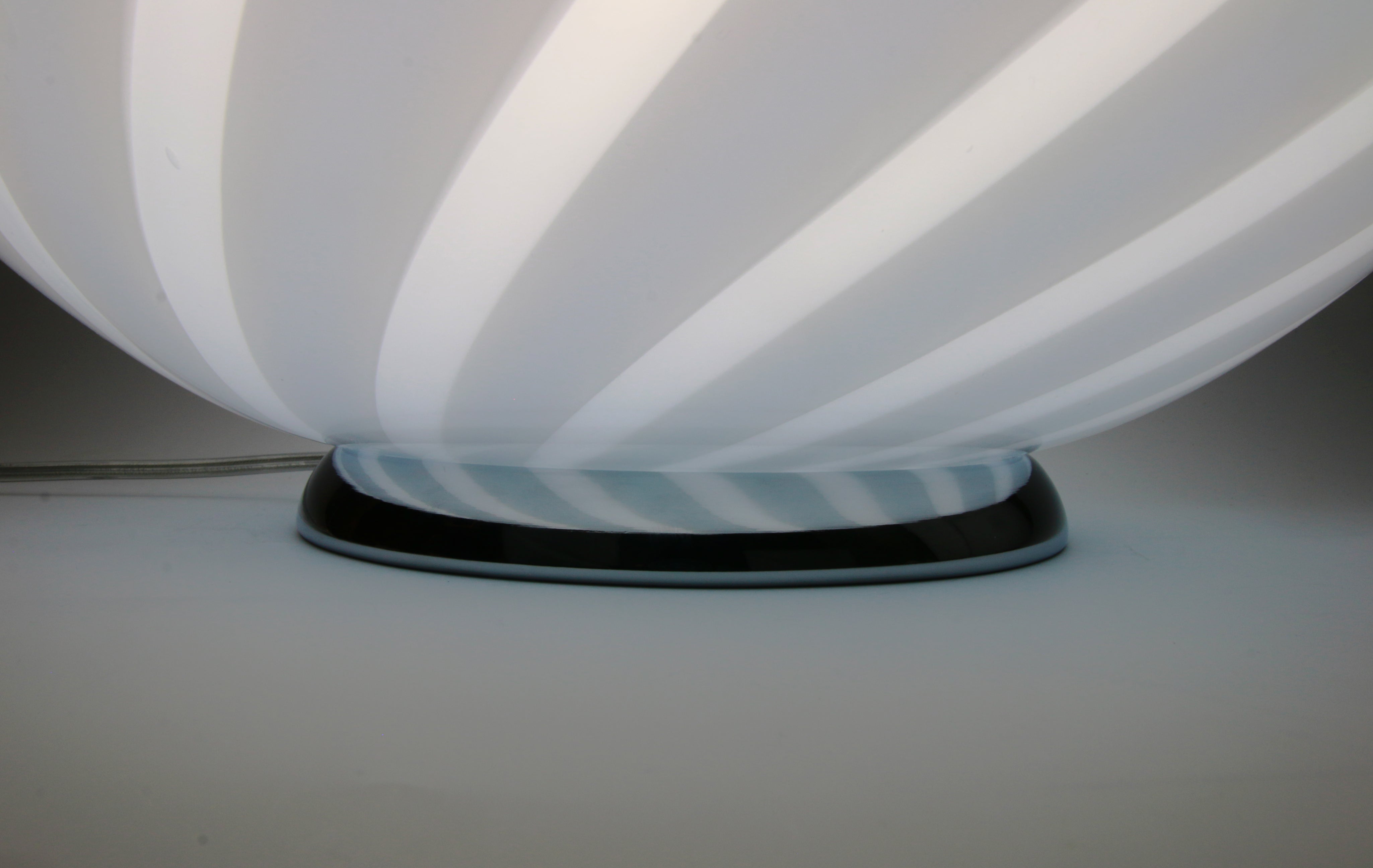 Candy Murano glass oval table lamp gelato blue swirl D40