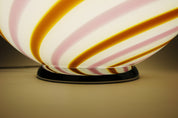 Lampada da tavolo Candy a sfera in vetro di Murano "Love & Senape" rosa e giallo a spirale D40