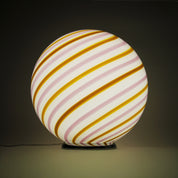 Lampada da tavolo Candy a sfera in vetro di Murano "Love & Senape" rosa e giallo a spirale D40