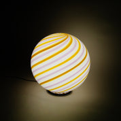 Lampada da tavolo Candy a sfera in vetro di Murano "Love & Senape" rosa e giallo a spirale D40