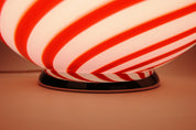 Candy Murano glass sphere table lamp red and white swirl D40