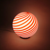 Candy Murano glass sphere table lamp red and white swirl D40
