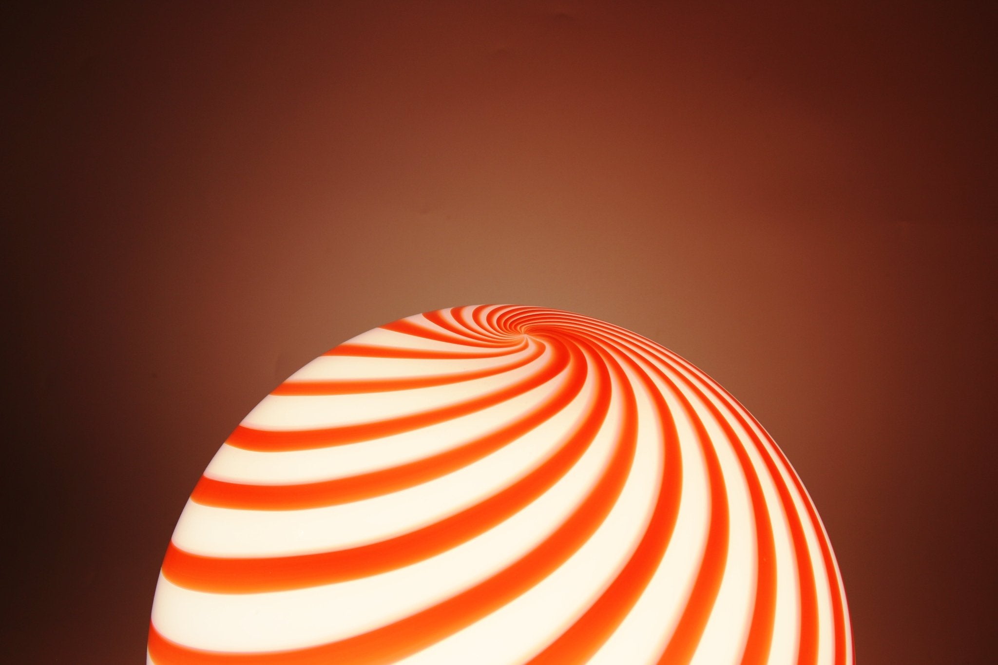 Candy Murano glass sphere pendant lamp red and white swirl D40