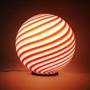 Candy Murano glass sphere table lamp red and white swirl D40