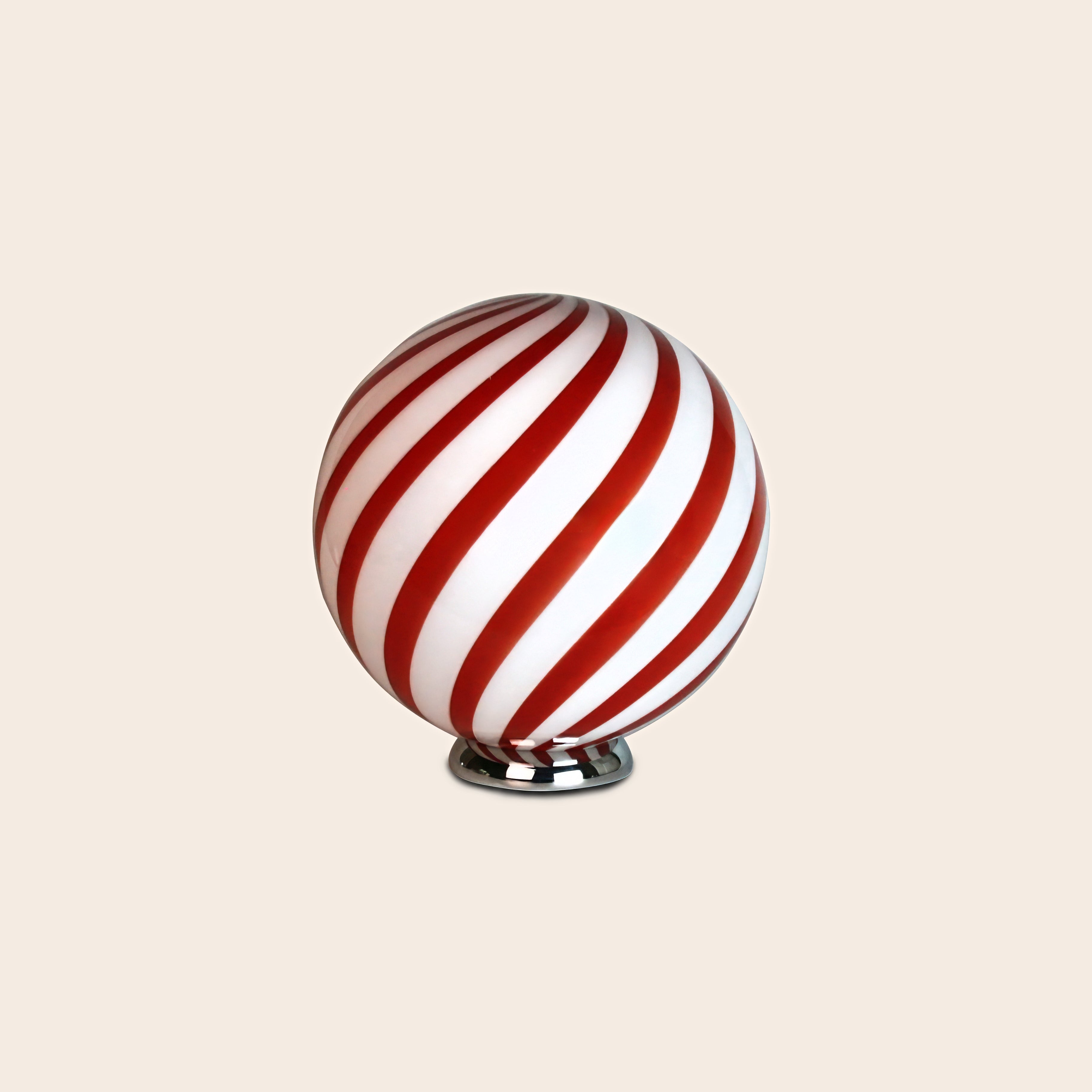 Candy Murano glass sphere table lamp wild cherry red swirl D30