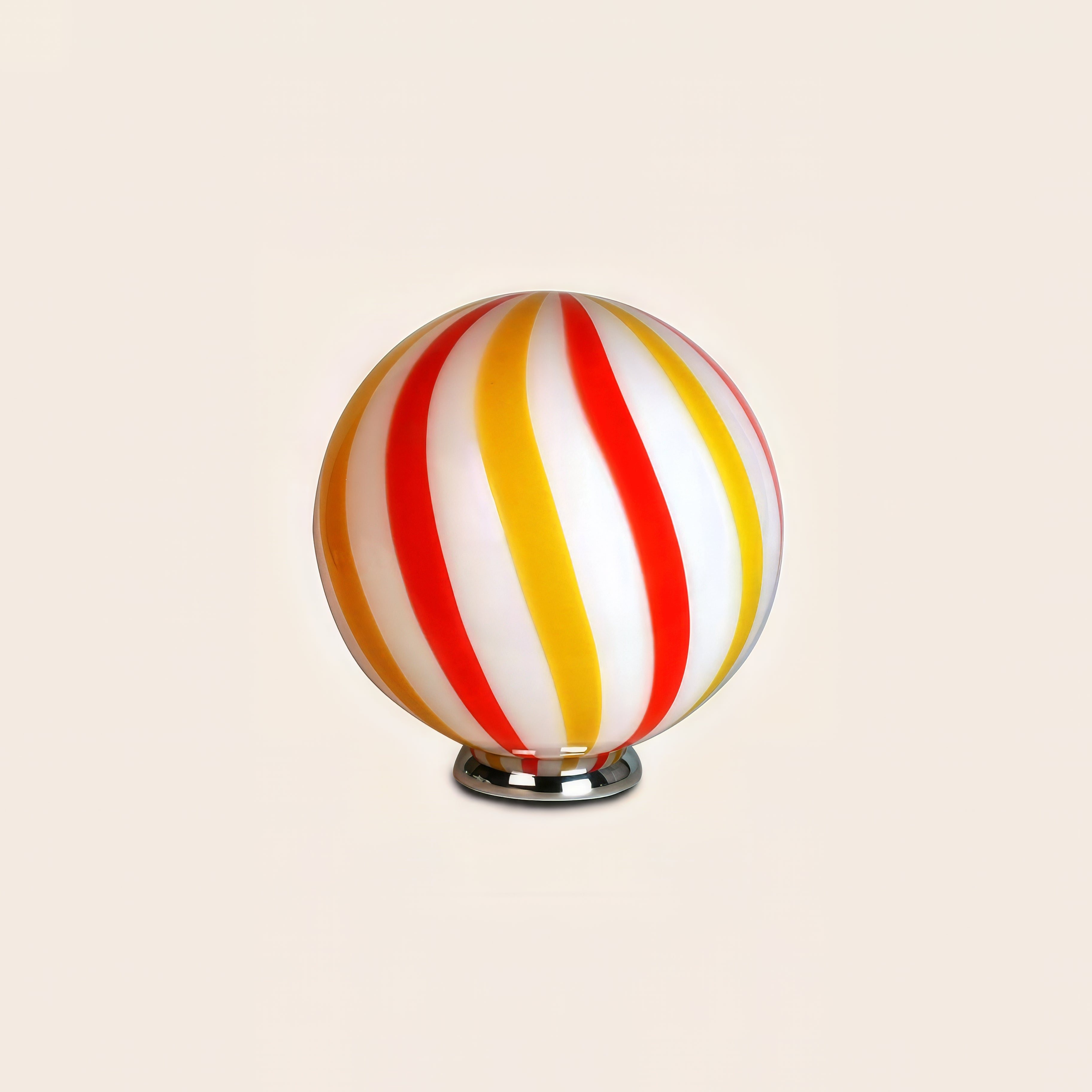 Candy Murano glass sphere table lamp "Una Festa!" red and yellow soft swirl D30