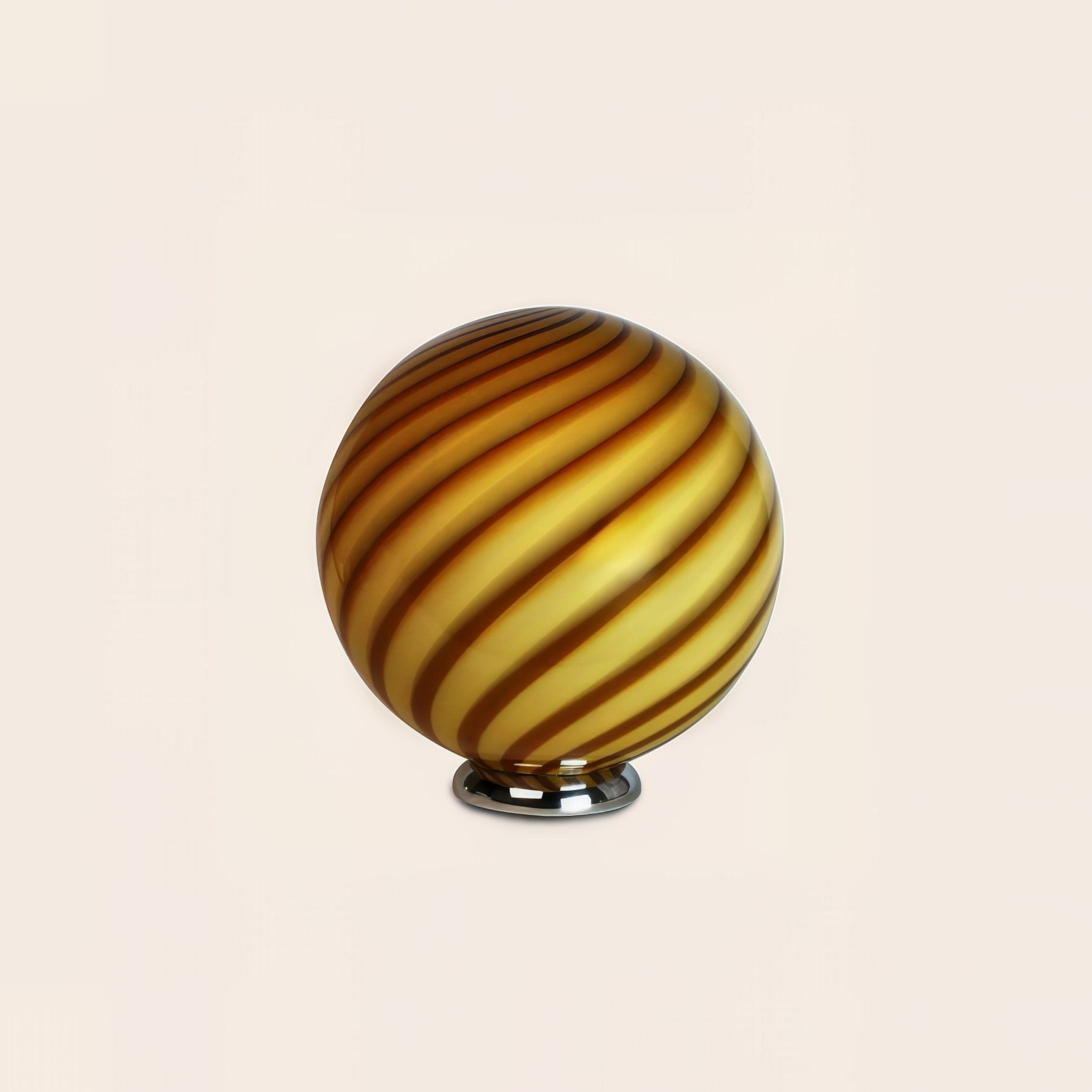 Candy Murano glass sphere table lamp honey yellow swirl D30