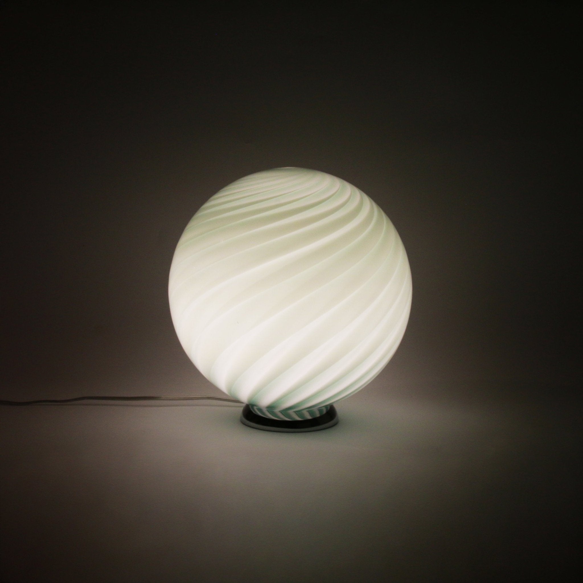 Candy Murano glass sphere table lamp sage green swirl D30