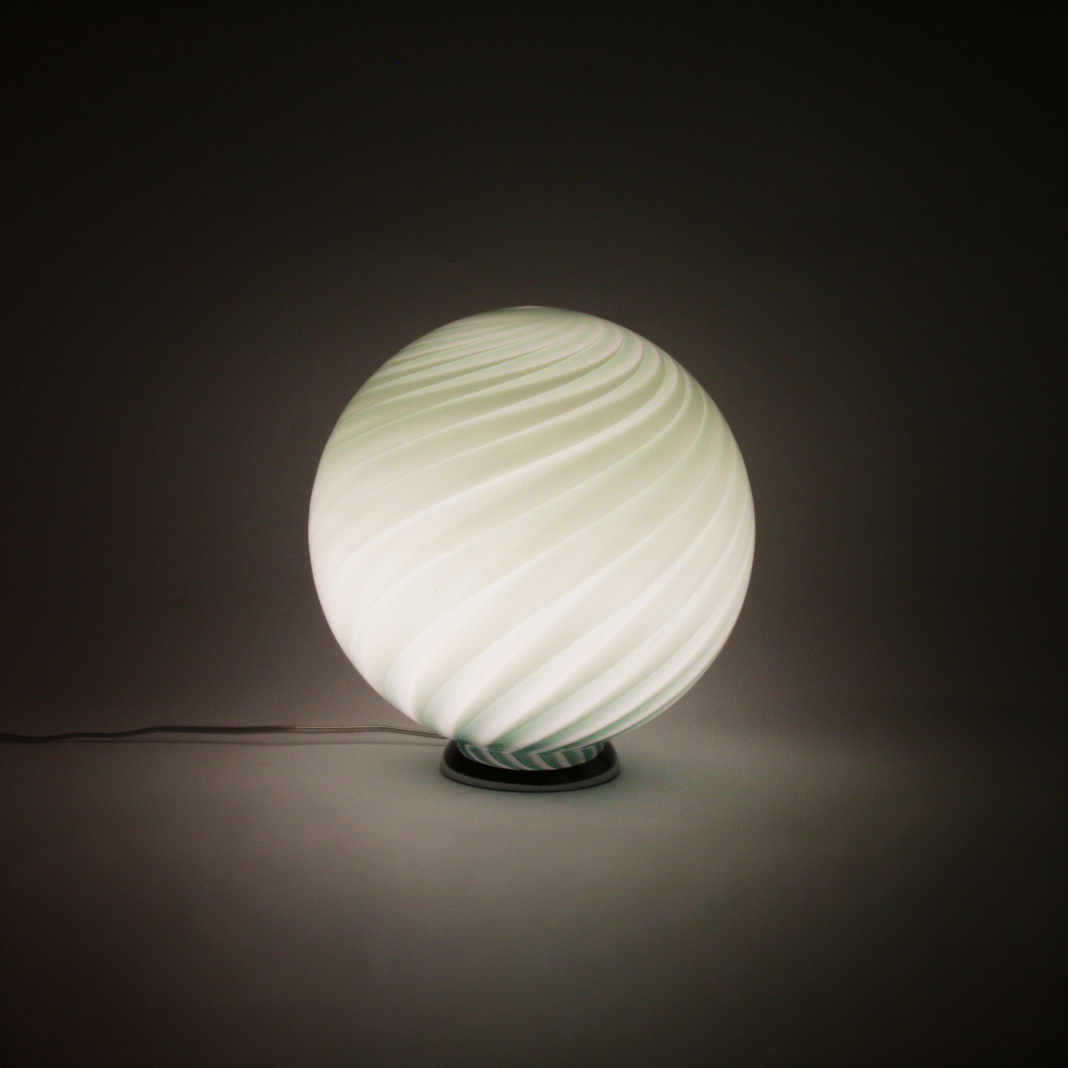Candy Murano glass sphere table lamp sage green swirl D30