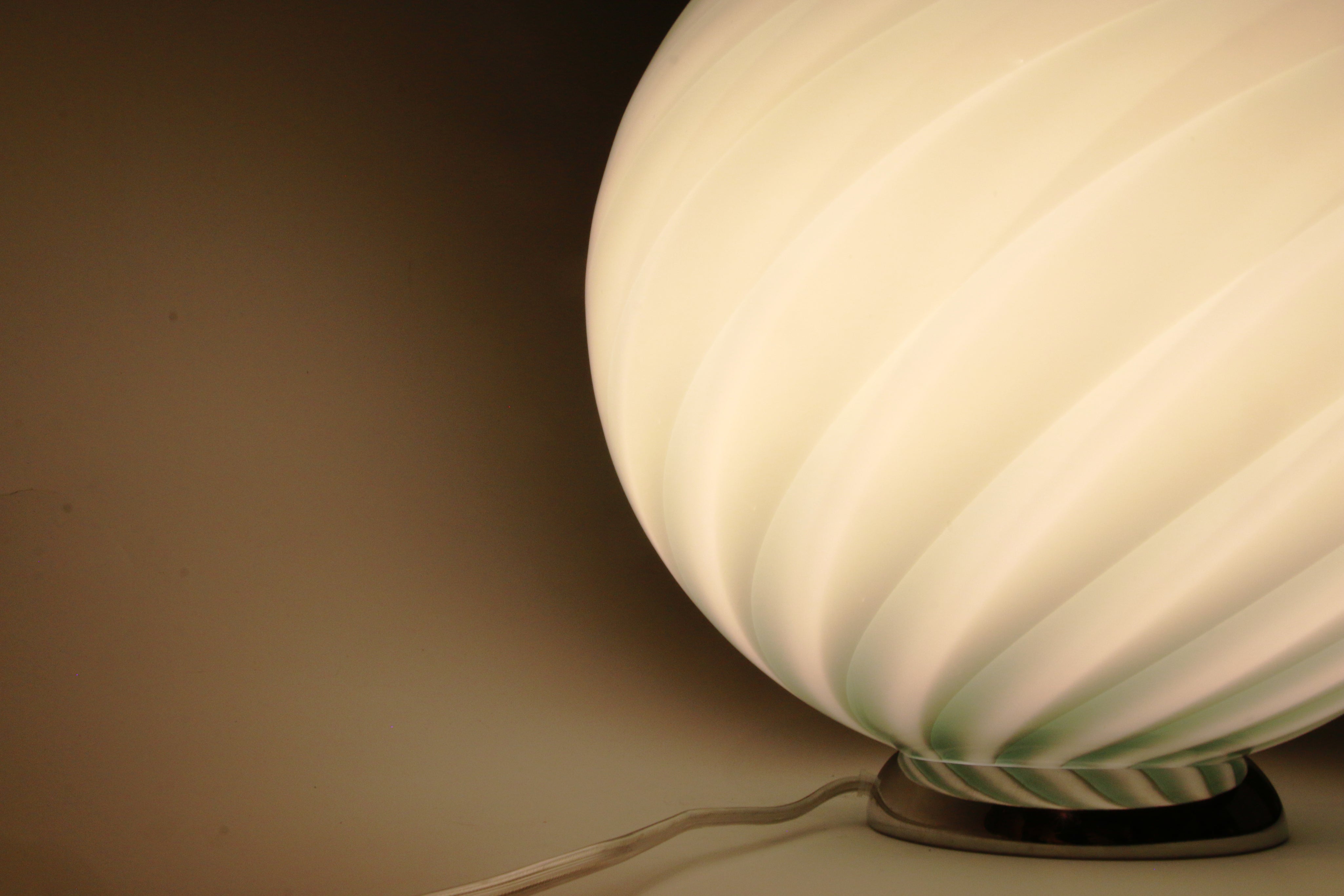 Candy Murano glass sphere table lamp sage green swirl D30