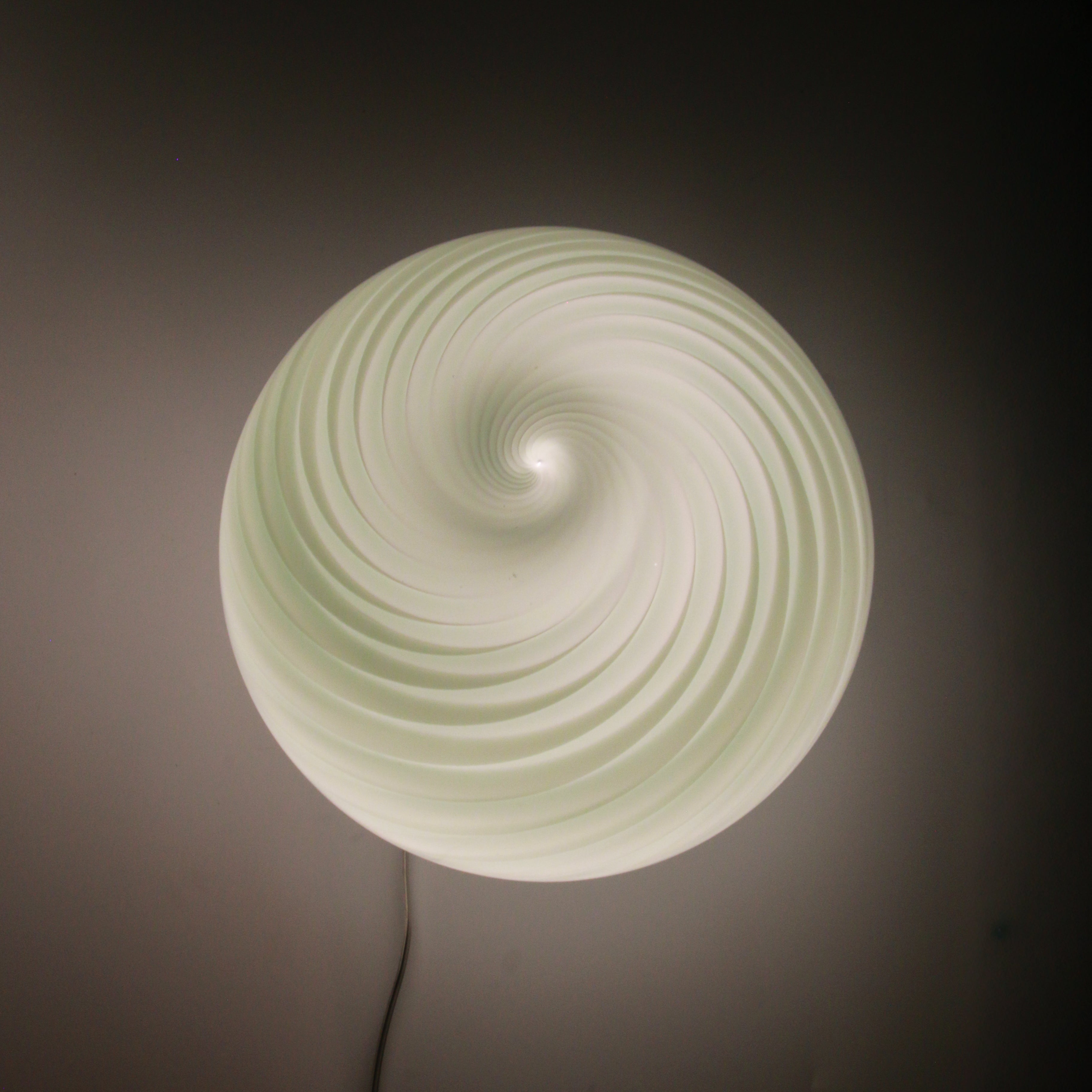 Candy Murano glass sphere table lamp sage green swirl D30