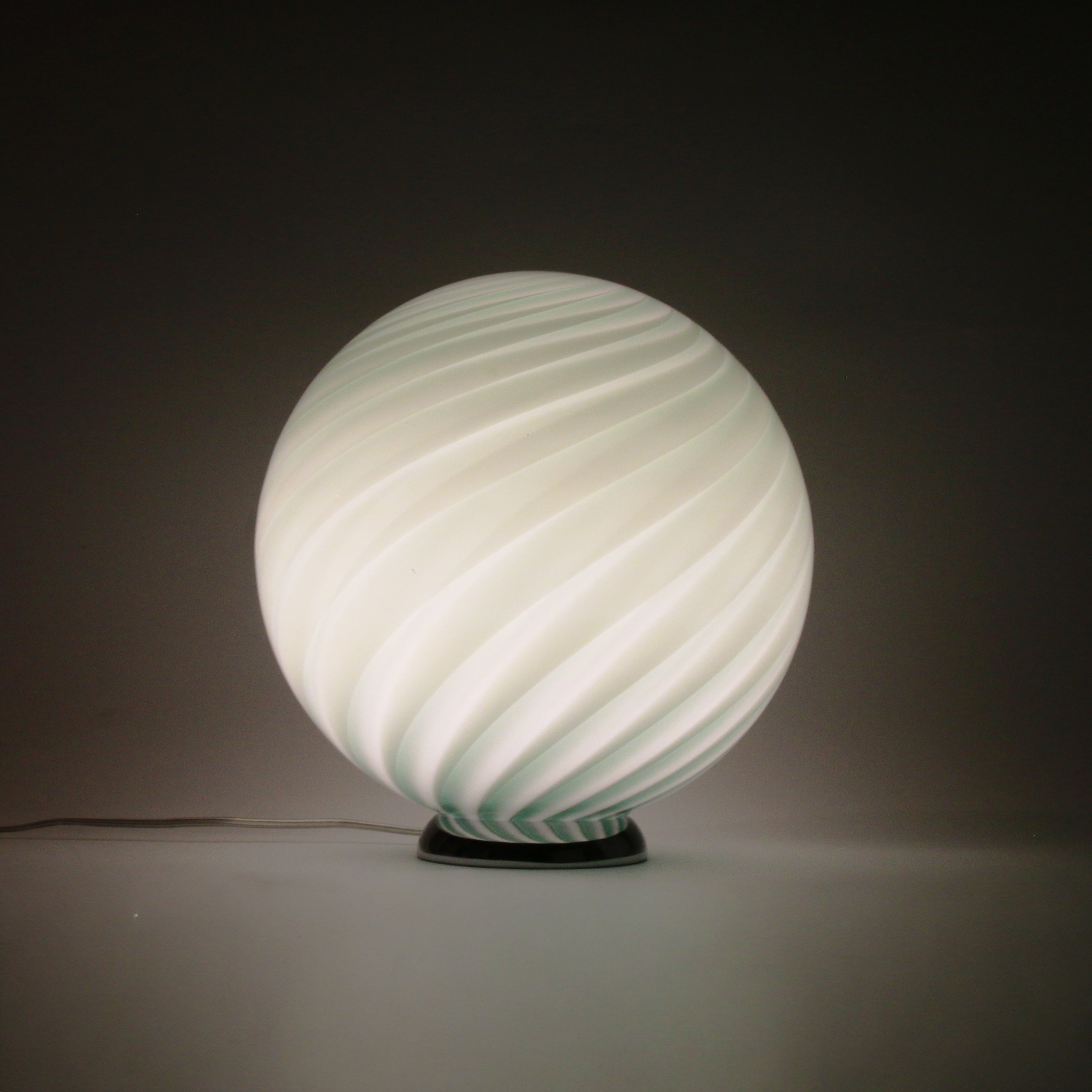 Candy Murano glass sphere table lamp sage green swirl D30