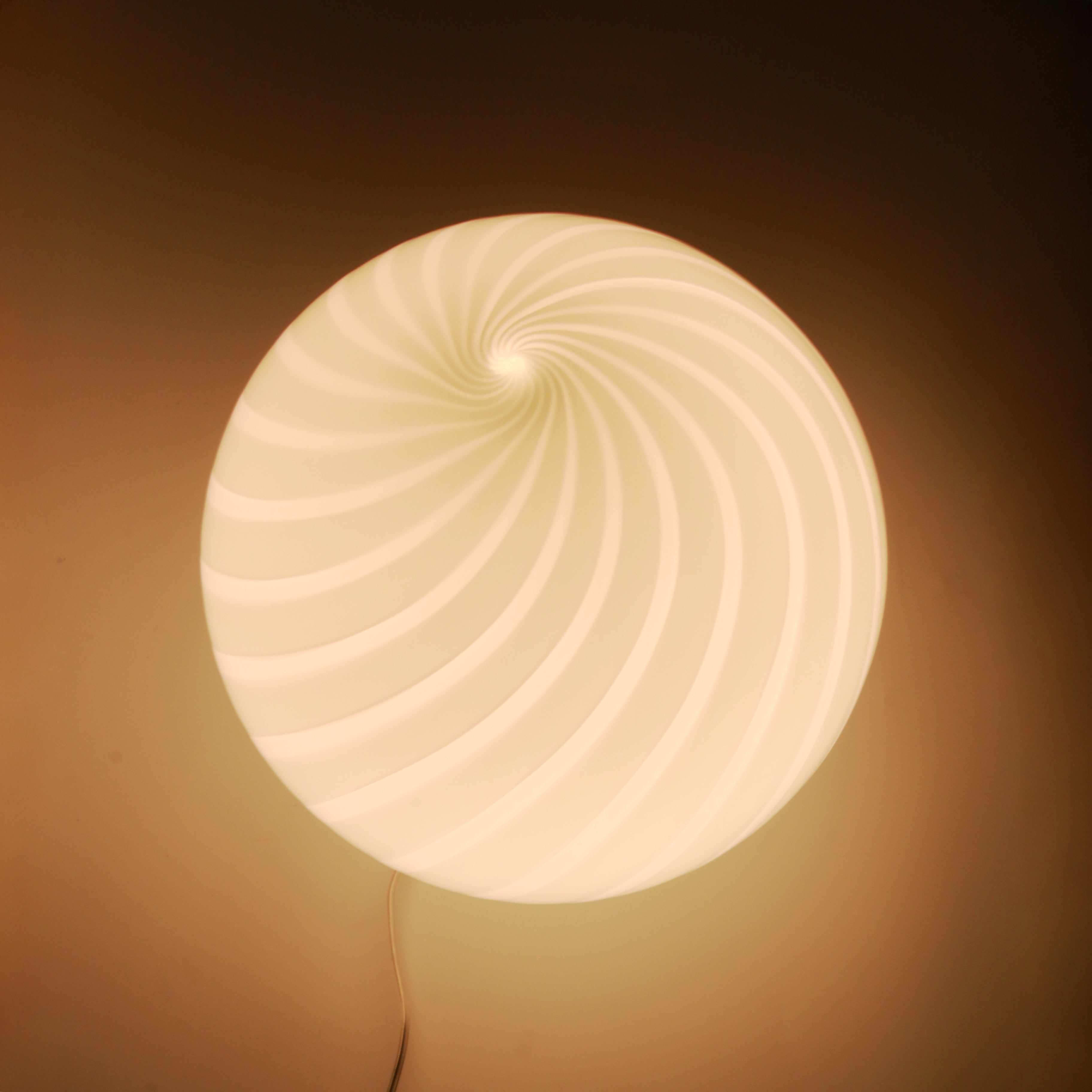 Candy Murano glass sphere table lamp marshmellow pink swirl D30