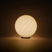 Candy Murano glass sphere table lamp marshmellow pink swirl D30