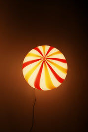 Candy Murano glass sphere table lamp "Una Festa!" red and yellow soft swirl D30