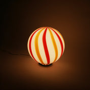Candy Murano glass sphere table lamp "Una Festa!" red and yellow soft swirl D30