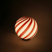 Candy Murano glass sphere table lamp wild cherry red swirl D30