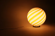 Candy Murano glass sphere table lamp white and yellow swirl D30