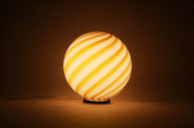 Candy Murano glass sphere table lamp white and yellow swirl D30