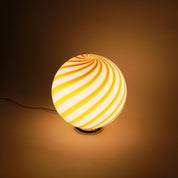 Candy Murano glass sphere table lamp white and yellow swirl D30