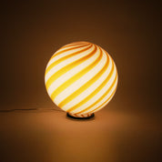Candy Murano glass sphere table lamp white and yellow swirl D30