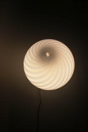 Candy Murano glass sphere table lamp blueberry blue swirl D30