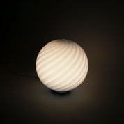 Candy Murano glass sphere table lamp blueberry blue swirl D30