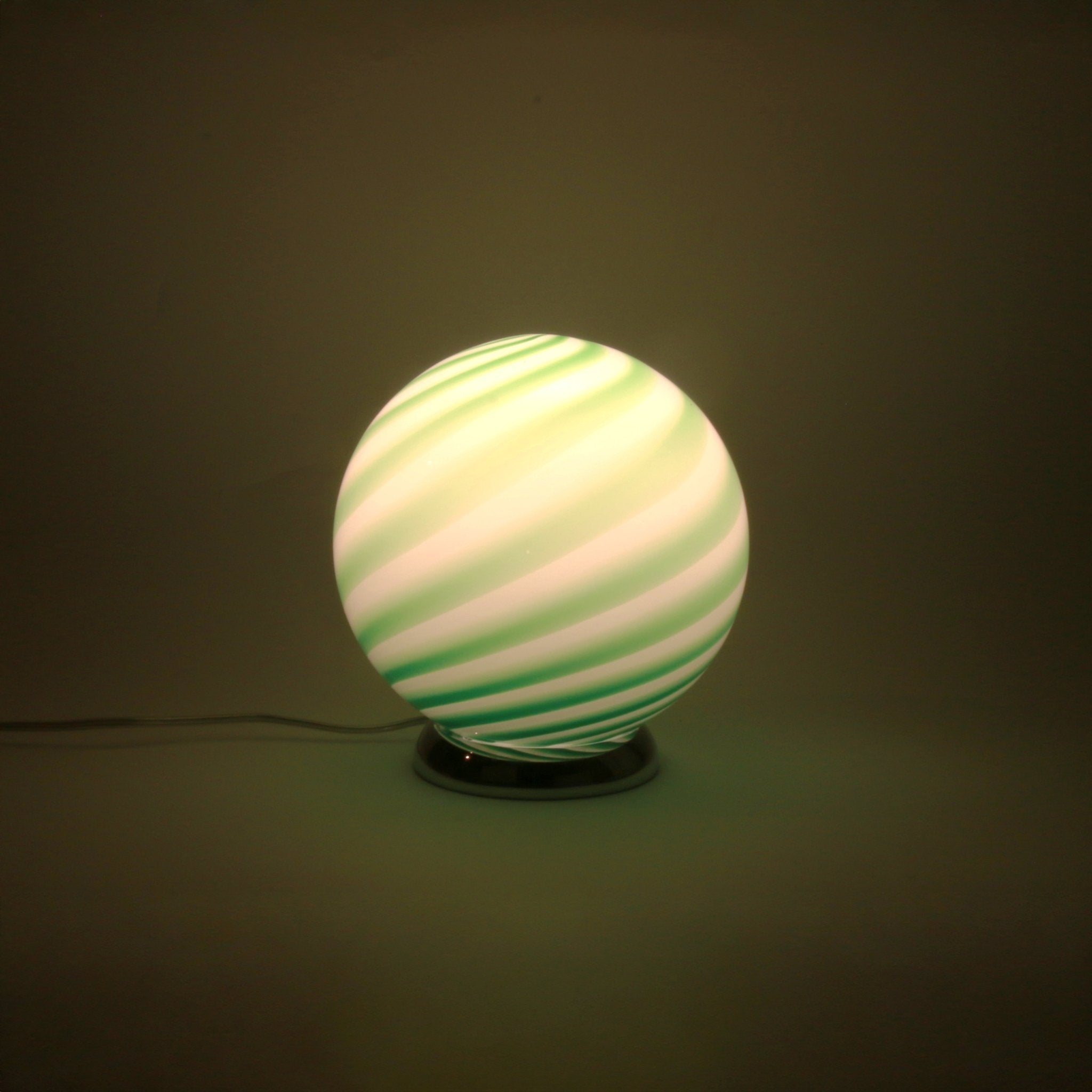 Candy Murano glass sphere table lamp green mint swirl D20