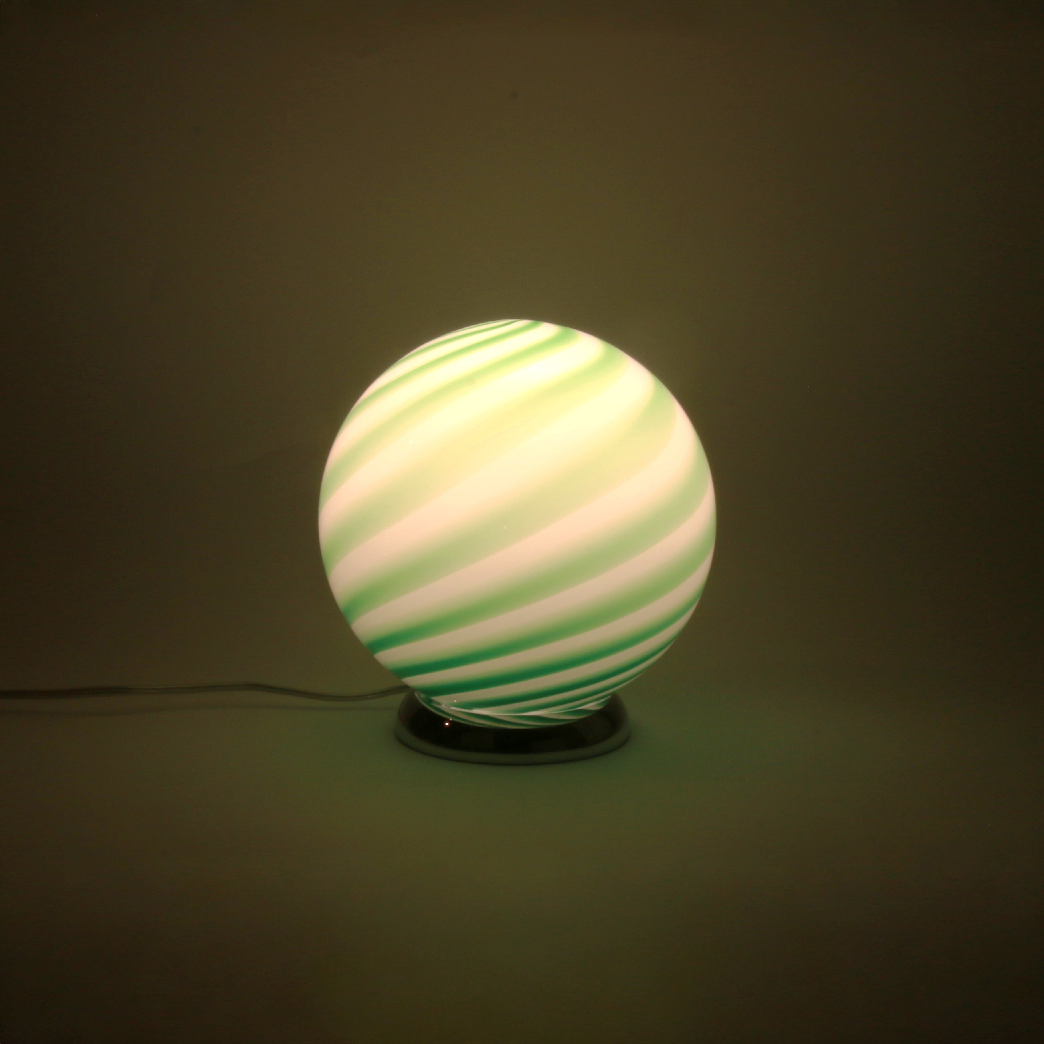 Candy Murano glass sphere table lamp green mint swirl D20