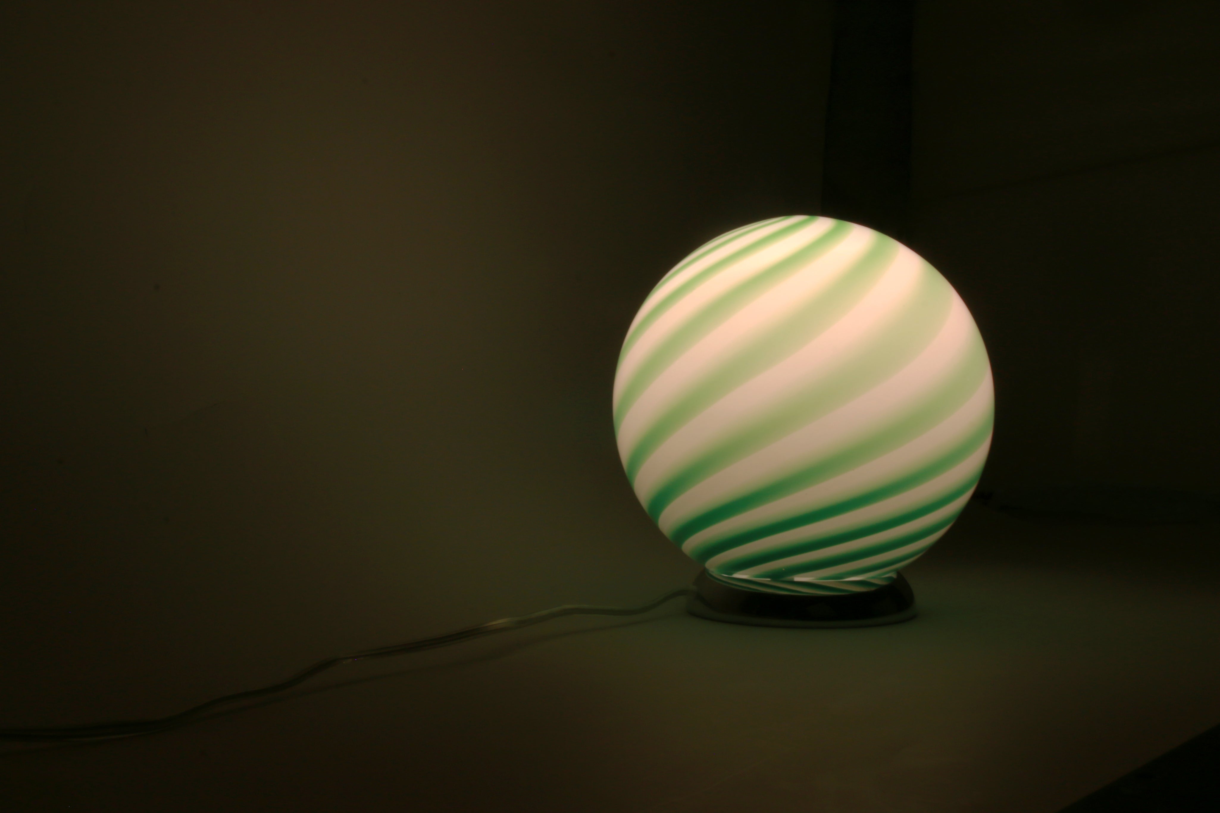 Candy Murano glass sphere table lamp green mint swirl D20