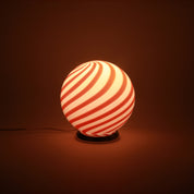 Candy Murano glass sphere table lamp red and white swirl D20