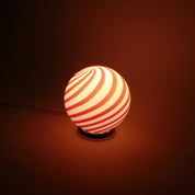 Candy Murano glass sphere table lamp red and white swirl D20