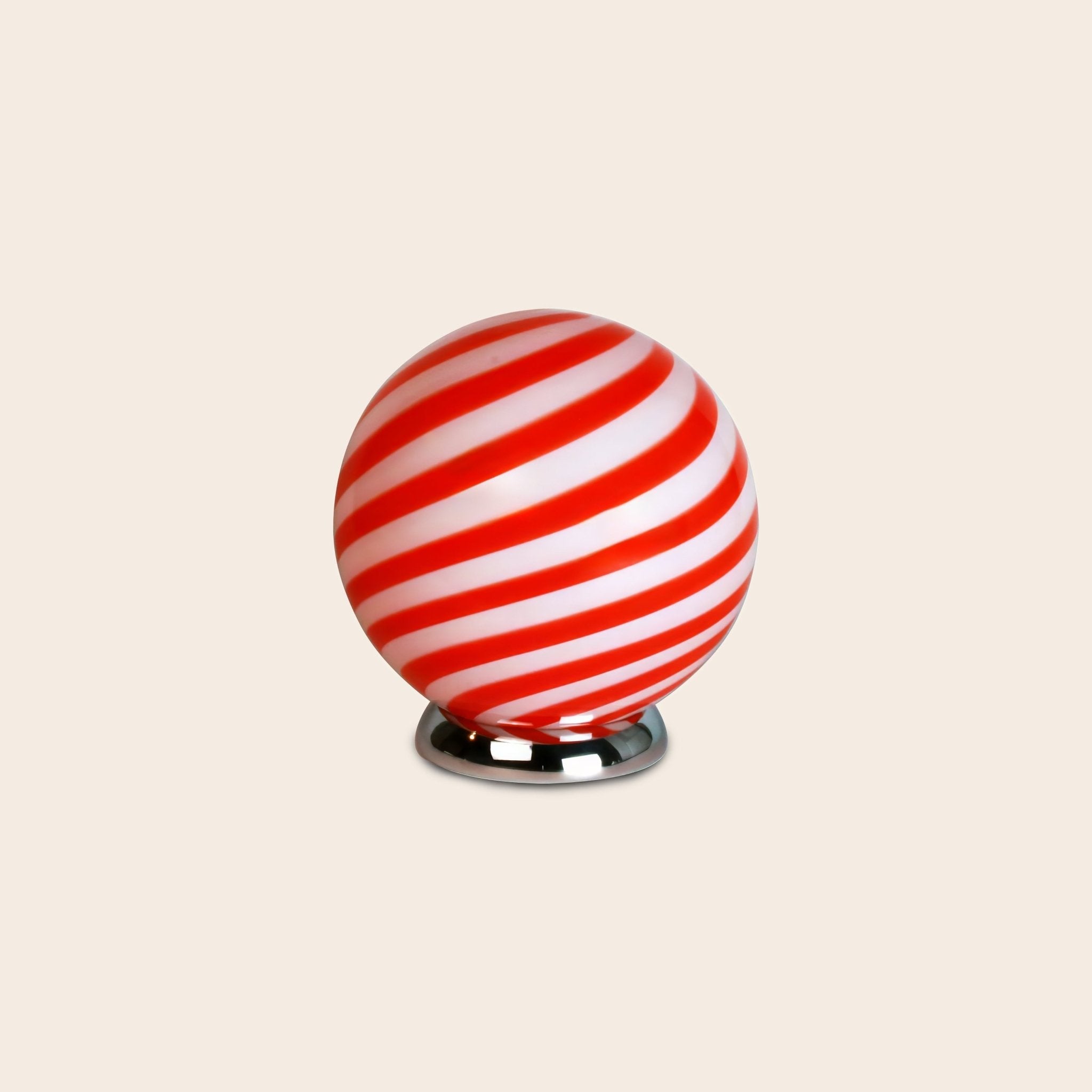 Candy Murano glass sphere table lamp red and white swirl D20