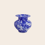 Laguna Fiorita – Vaso anfora in Vetro di Murano con murrine floreali blu