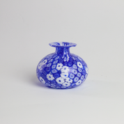 Laguna Fiorita – Vaso Cipolla in Vetro di Murano con Murrine Floreali Blu