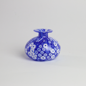 Laguna Fiorita – Vaso Cipolla in Vetro di Murano con Murrine Floreali Blu