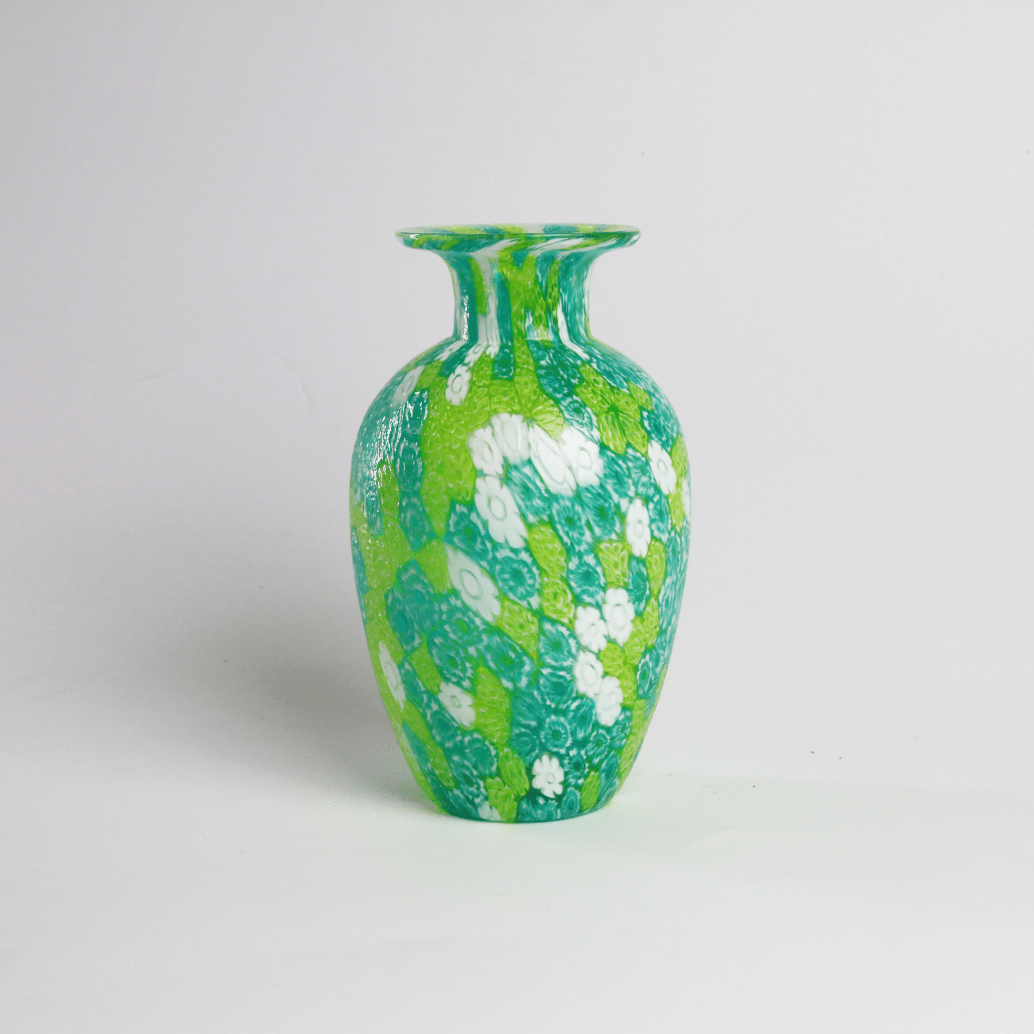 Laguna Fiorita – Murano Glass Prince Vase with Green Floral Murrine