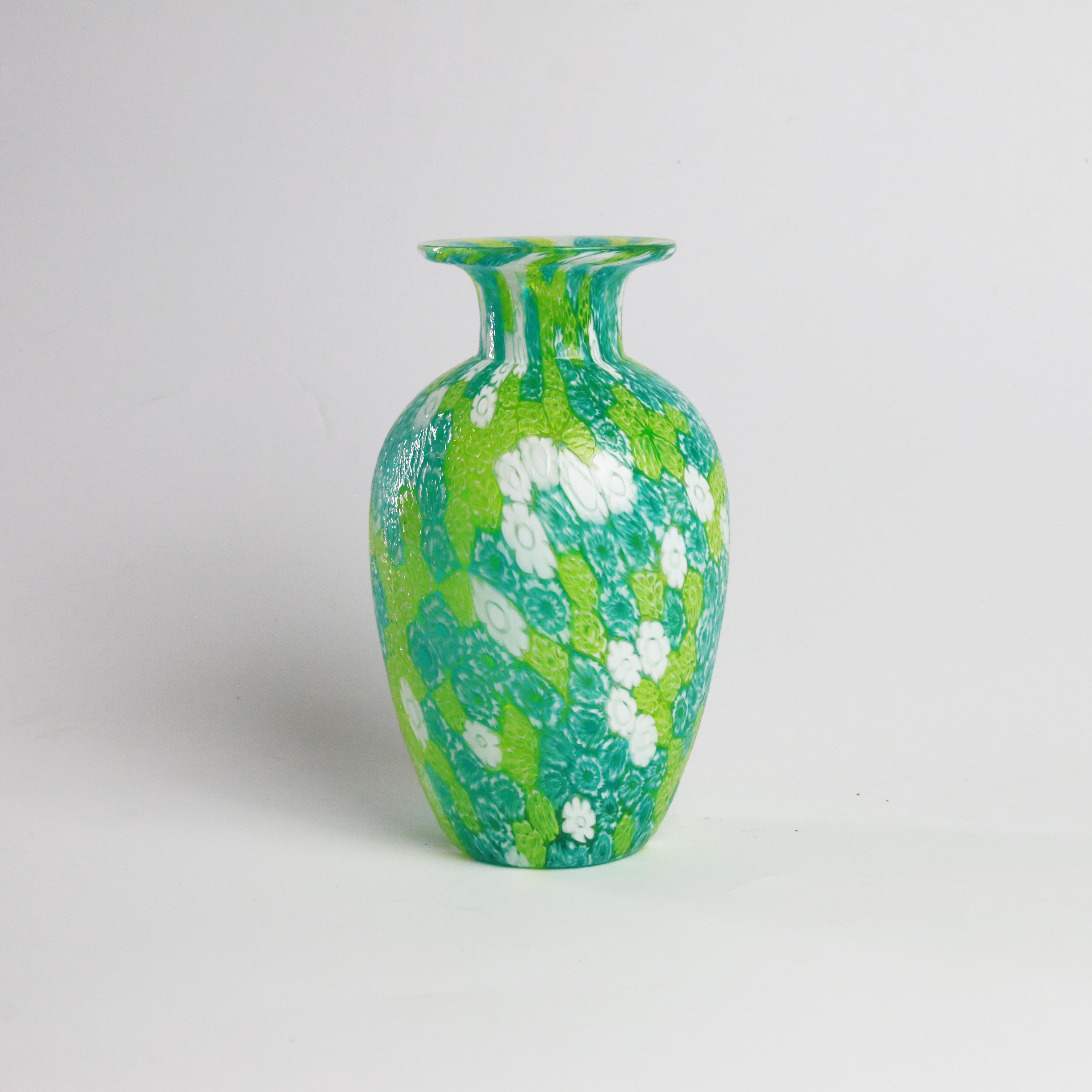 Laguna Fiorita – Vaso Principe in Vetro di Murano con Murrine Floreali Verdi