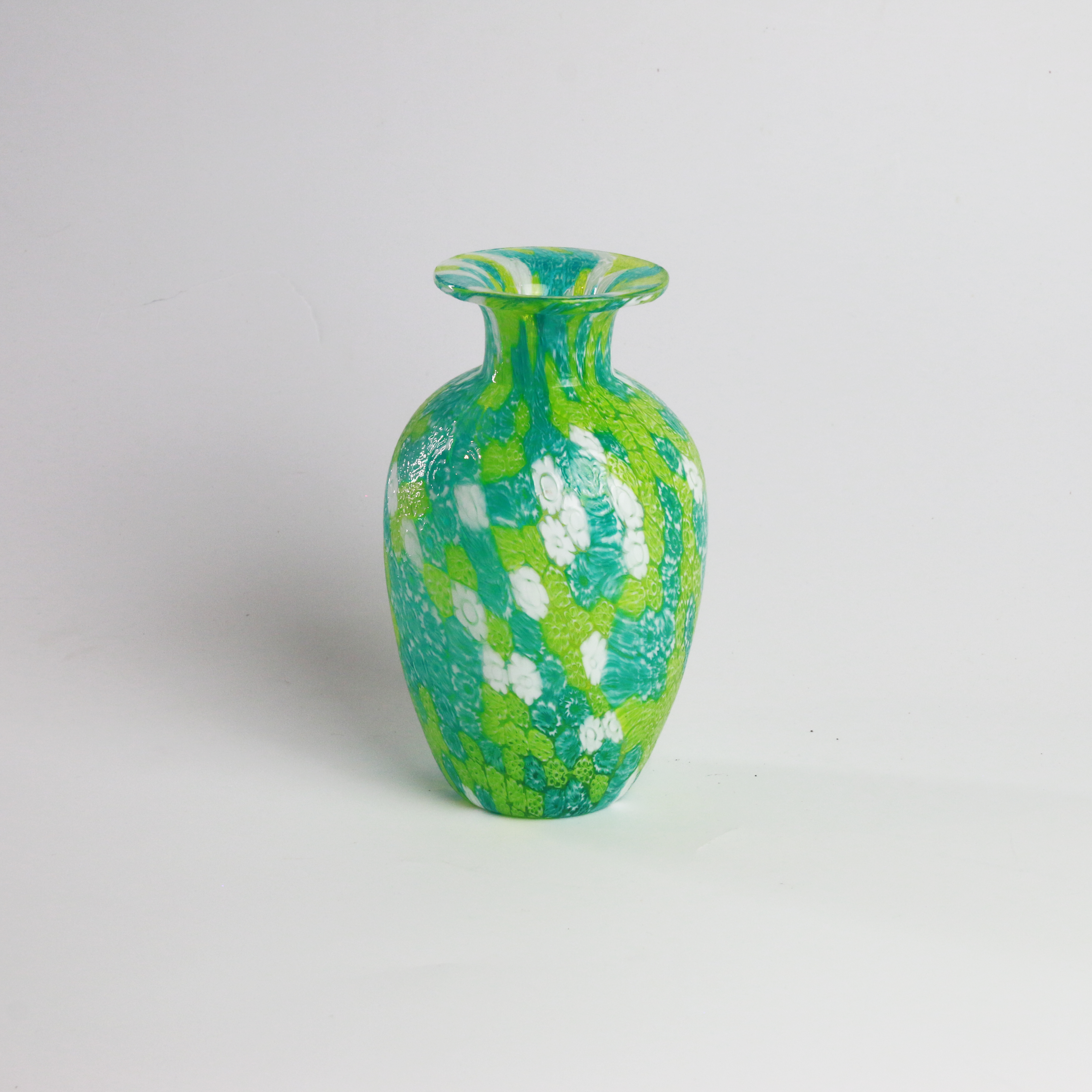 Laguna Fiorita – Vaso Principe in Vetro di Murano con Murrine Floreali Verdi