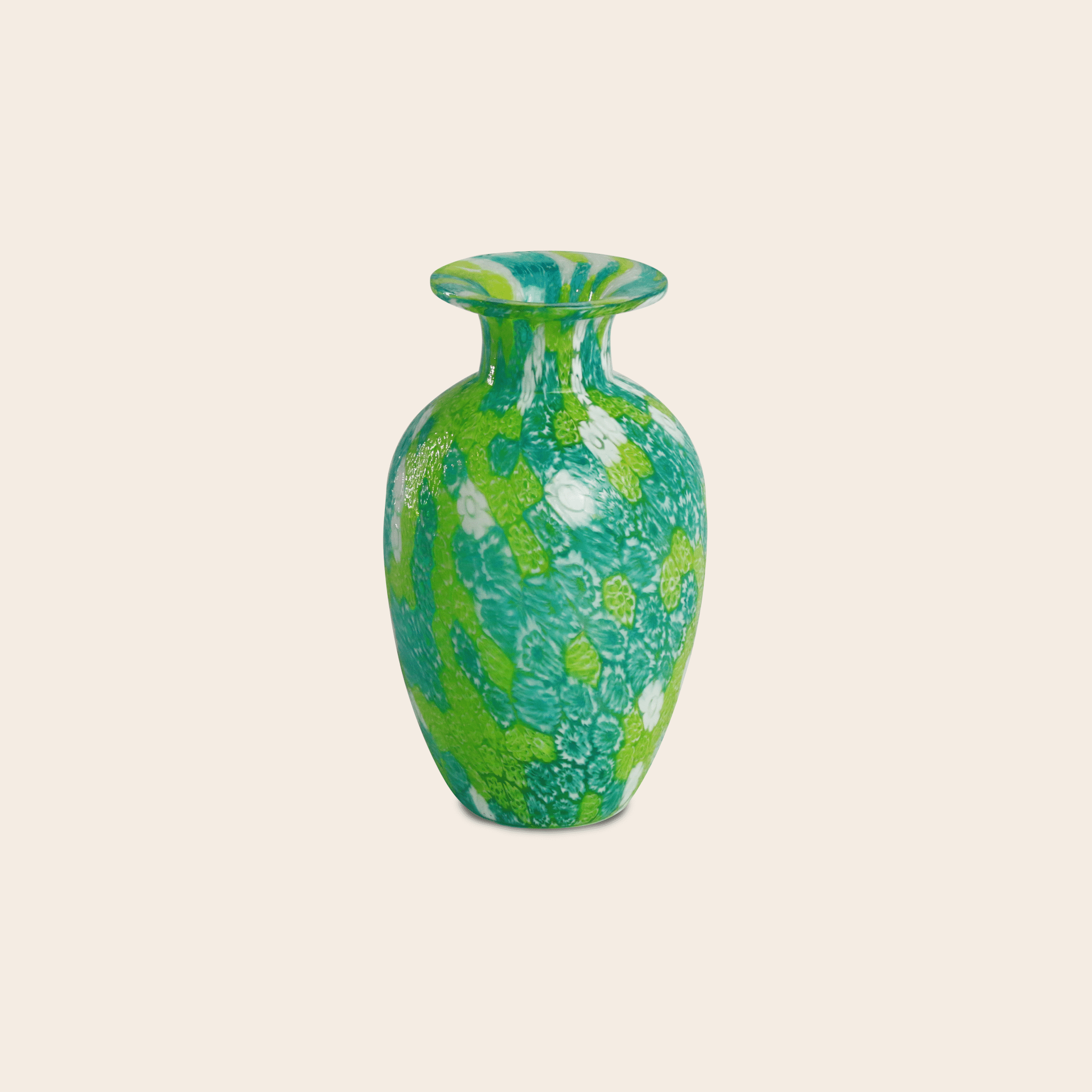 Laguna Fiorita – Murano Glass Prince Vase with Green Floral Murrine