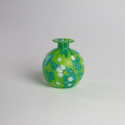 Laguna Fiorita – Vaso sferico in vetro di Murano con murrine floreali verdi