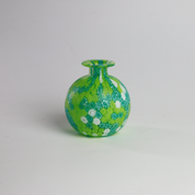 Laguna Fiorita – Vaso sferico in vetro di Murano con murrine floreali verdi