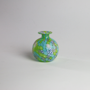 Laguna Fiorita – Murano Glass Spherical Vase with Green , Blue & Pink Floral Murrine