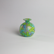 Laguna Fiorita – Murano Glass Spherical Vase with Green , Blue & Pink Floral Murrine