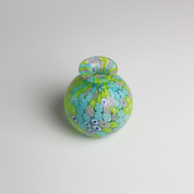 Laguna Fiorita – Murano Glass Spherical Vase with Green , Blue & Pink Floral Murrine