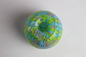 Laguna Fiorita – Murano Glass Spherical Vase with Green , Blue & Pink Floral Murrine