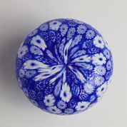 Laguna Fiorita – Vaso Cipolla in Vetro di Murano con Murrine Floreali Blu